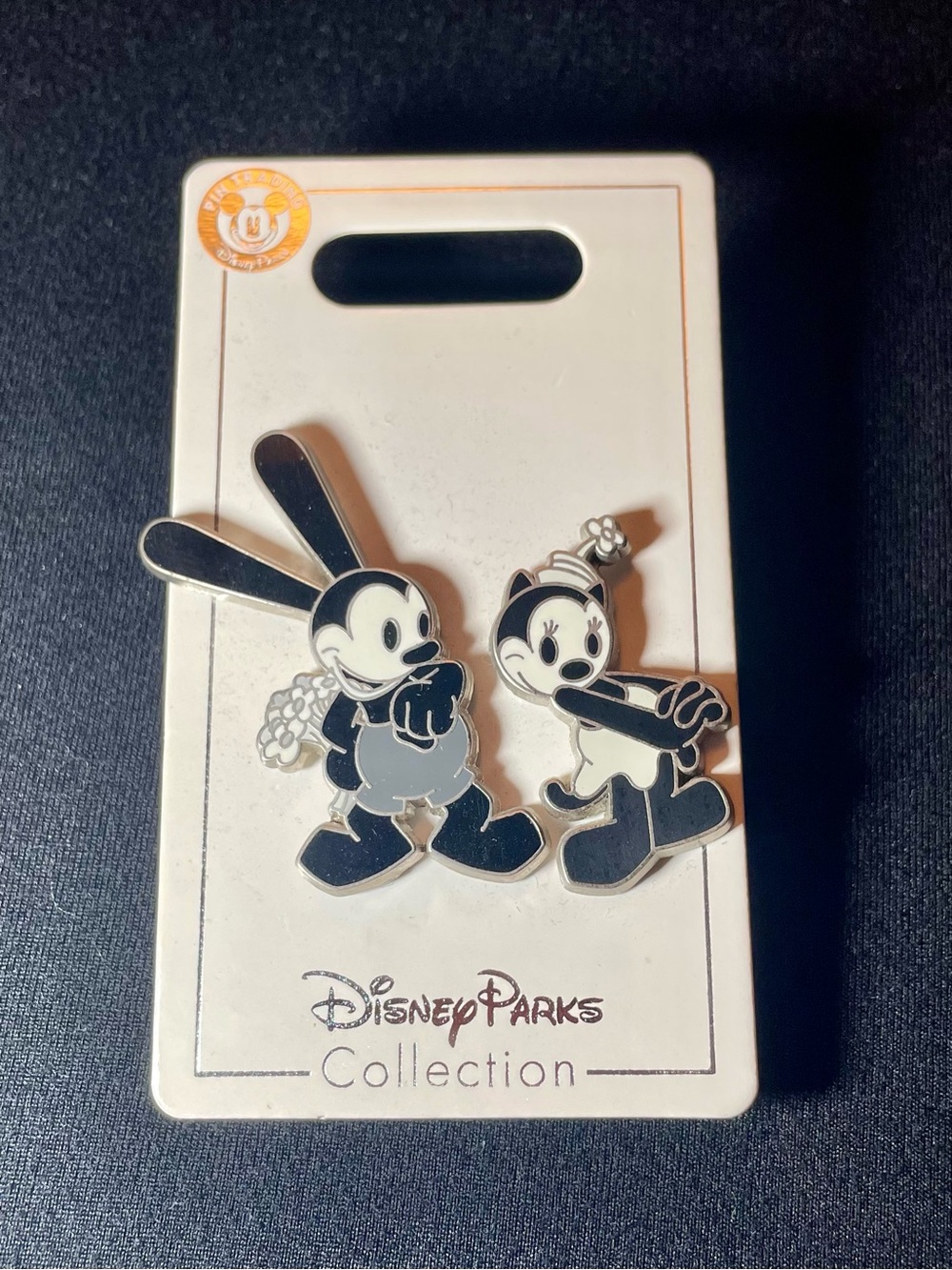 Disney Parks Vintage-Style Oswald & Ortensia Enamel Pin Duo - Black & White